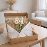 Lot de 5 fleurs séchées naturel beige et blanc en situation