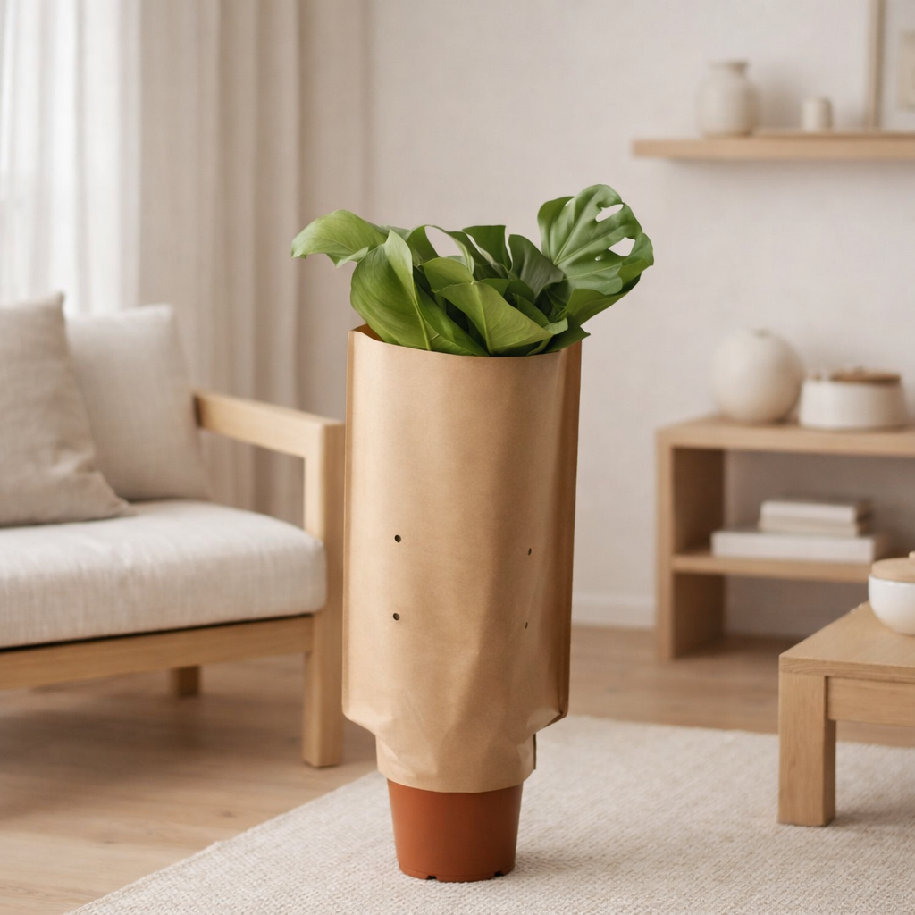 Monstera en manche en papier - Ø21 cm - ↕60cm en situation