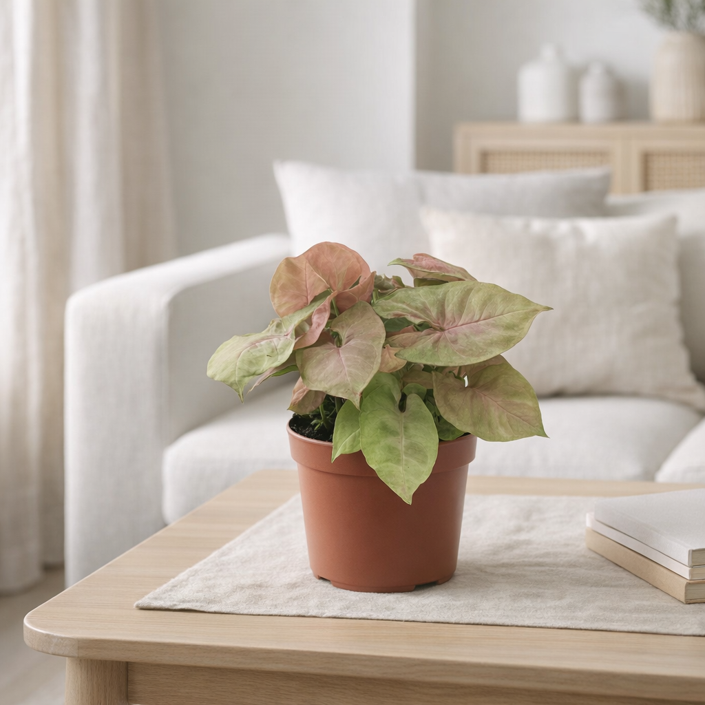 Syngonium cœur rouge 13 cm en situation