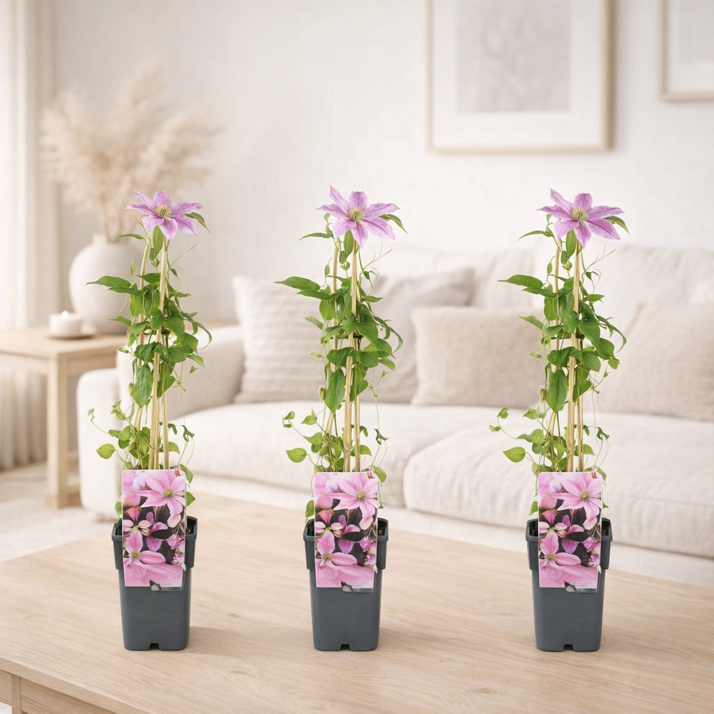 3x - Clematis Tudor - ↨65cm - Ø15 en situation