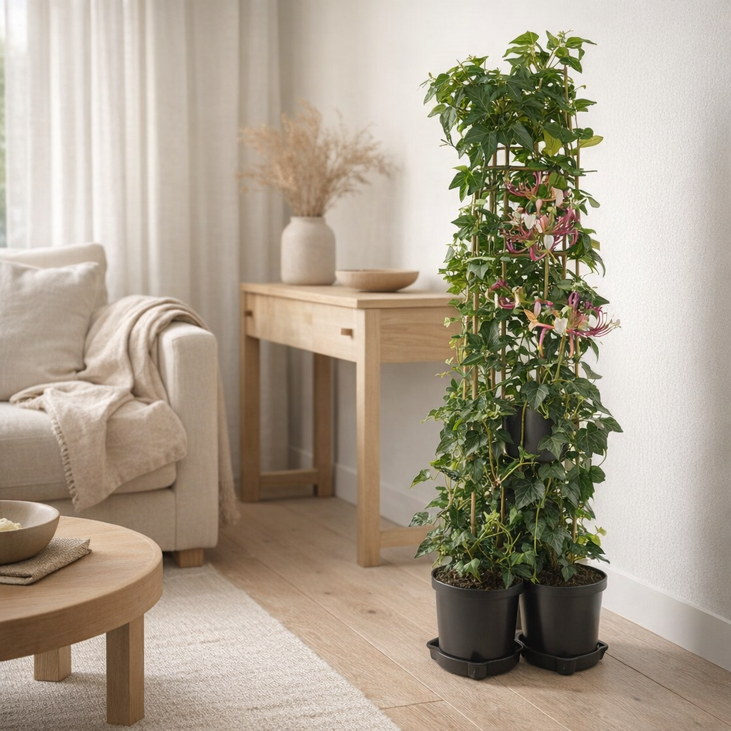 Mélange Hedera et Lonicera Ø17 cm hauteur 90 cm en situation