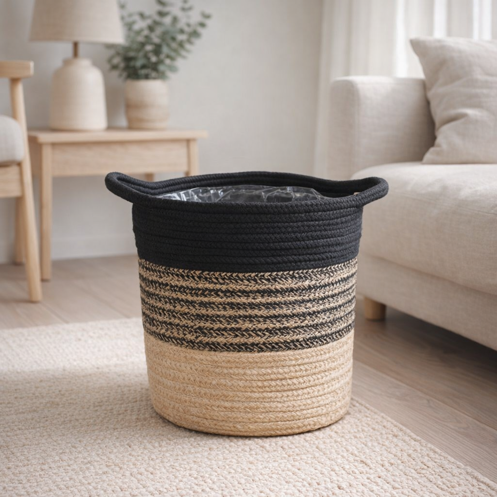 Panier rustique en rotin naturel en situation