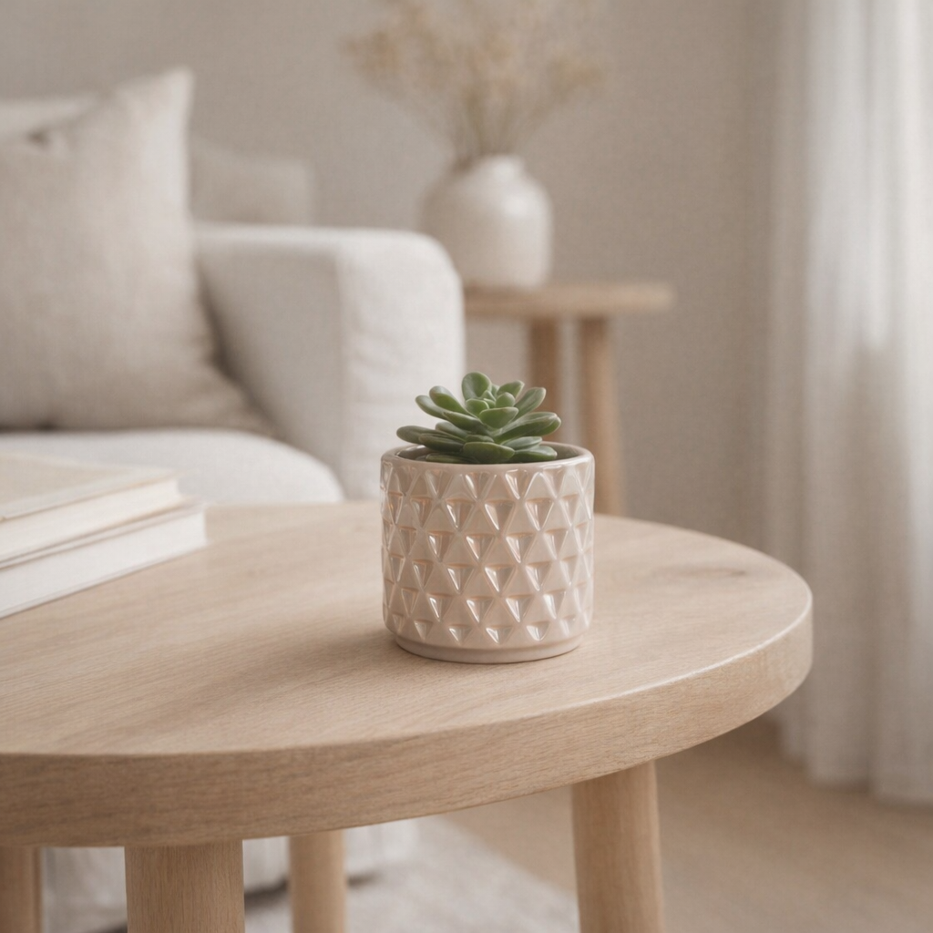 Kolibri Home - Cache-pot Diamond Pearl sable - Ø6 cm en situation