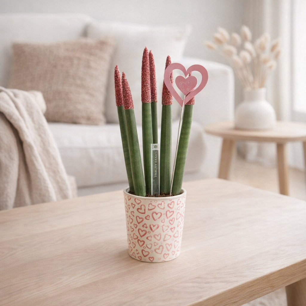 Sansevieria rouge en papier en situation