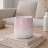 Cache-pot gradué en céramique rose Ø9 cm en situation