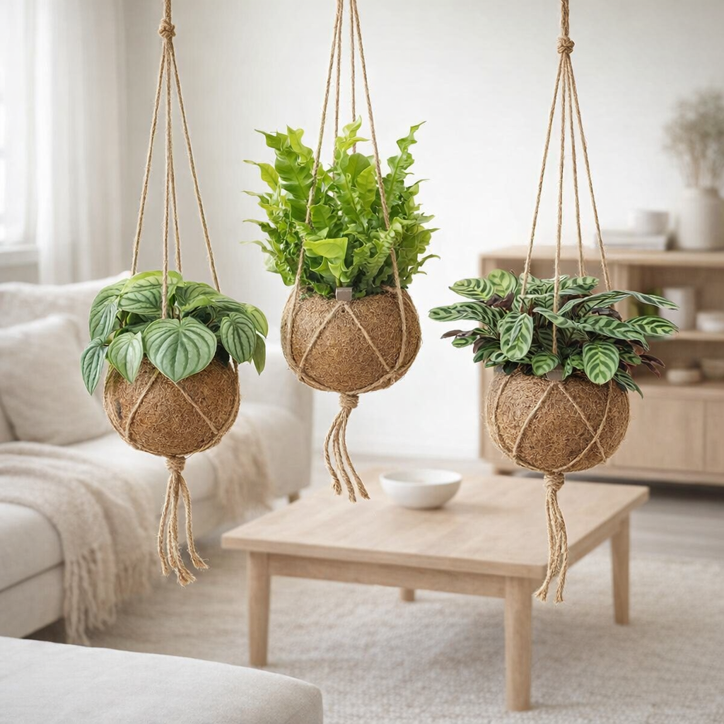 Kokodama Jungle Mix - 3 pièces - Ø17cm - ↕28cm en situation