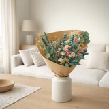 Lot de 8 bouquets de fleurs séchées bleu été 60 cm en situation