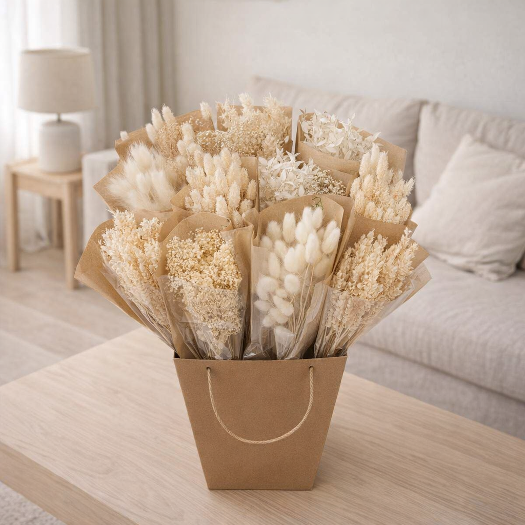 Fleurs séchées - Mono Mix - Blanc - ↕50 cm en situation