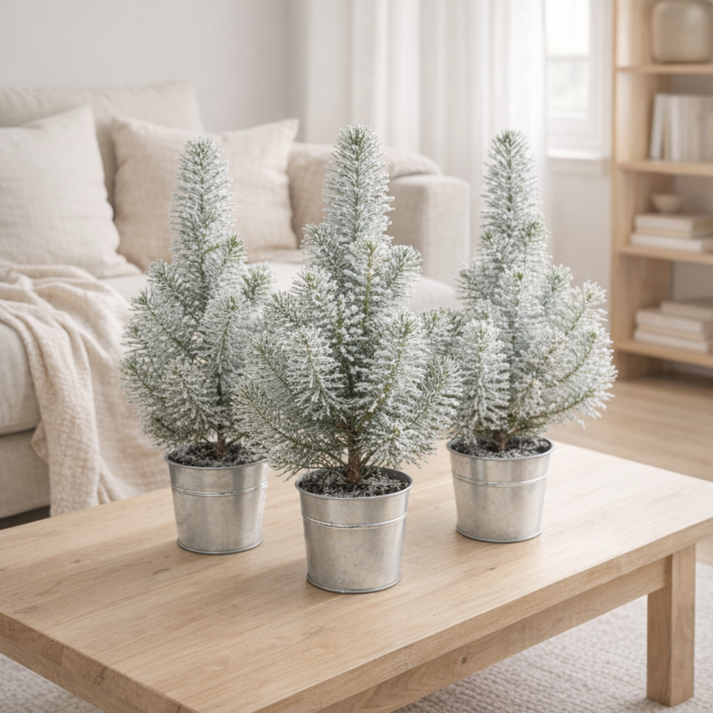 Vue rapprochée du Pinus Pinea 'Silver Crest' en pot de zinc