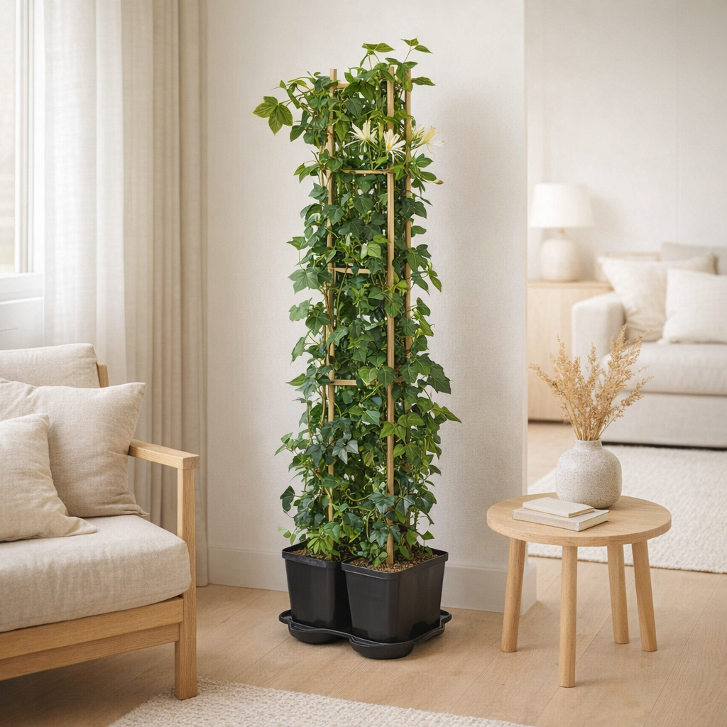 Mélange de plantes Hédéra et Lonicera vert en situation