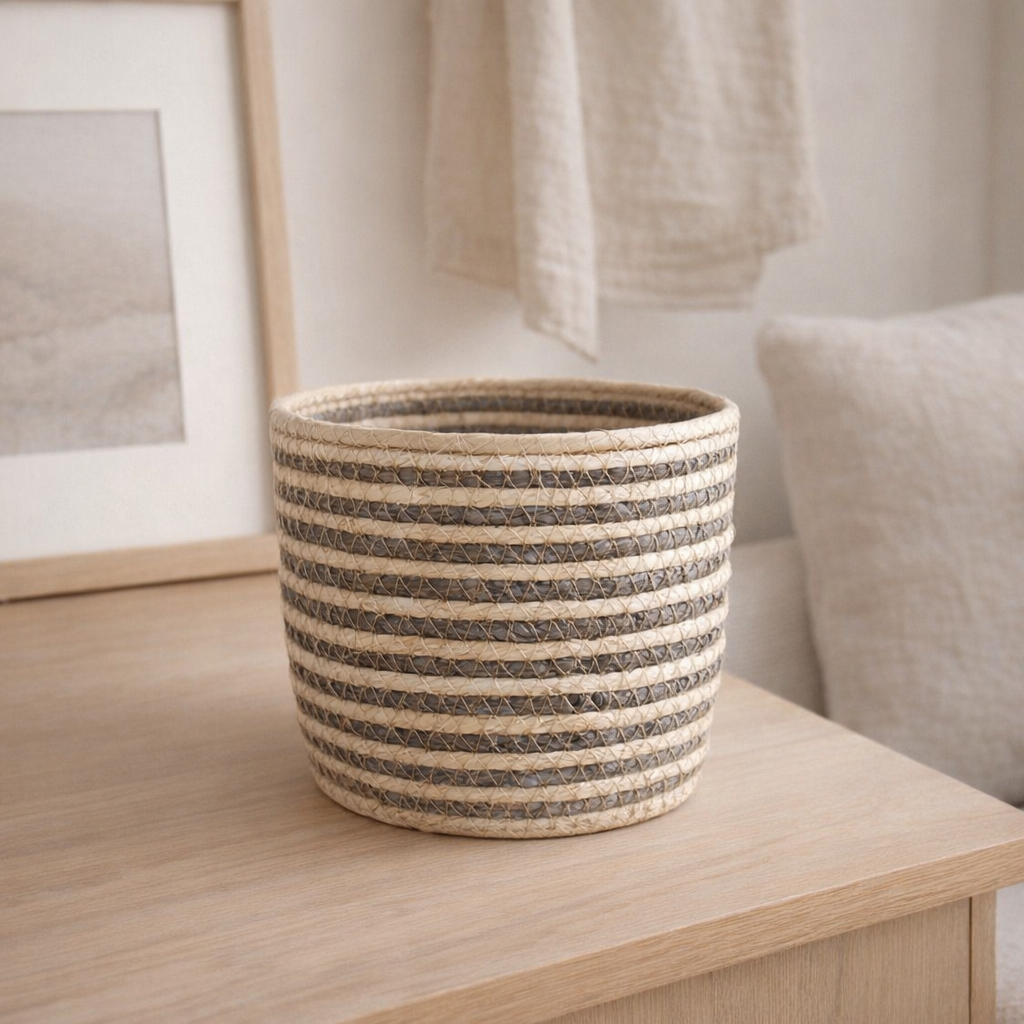 Panier naturel gris Ø17,5 cm en situation