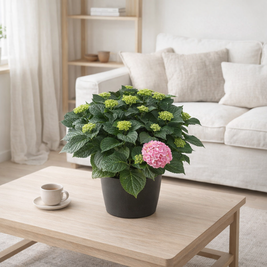 Hortensia Early Rosa - Ø23cm - ↕45cm en situation
