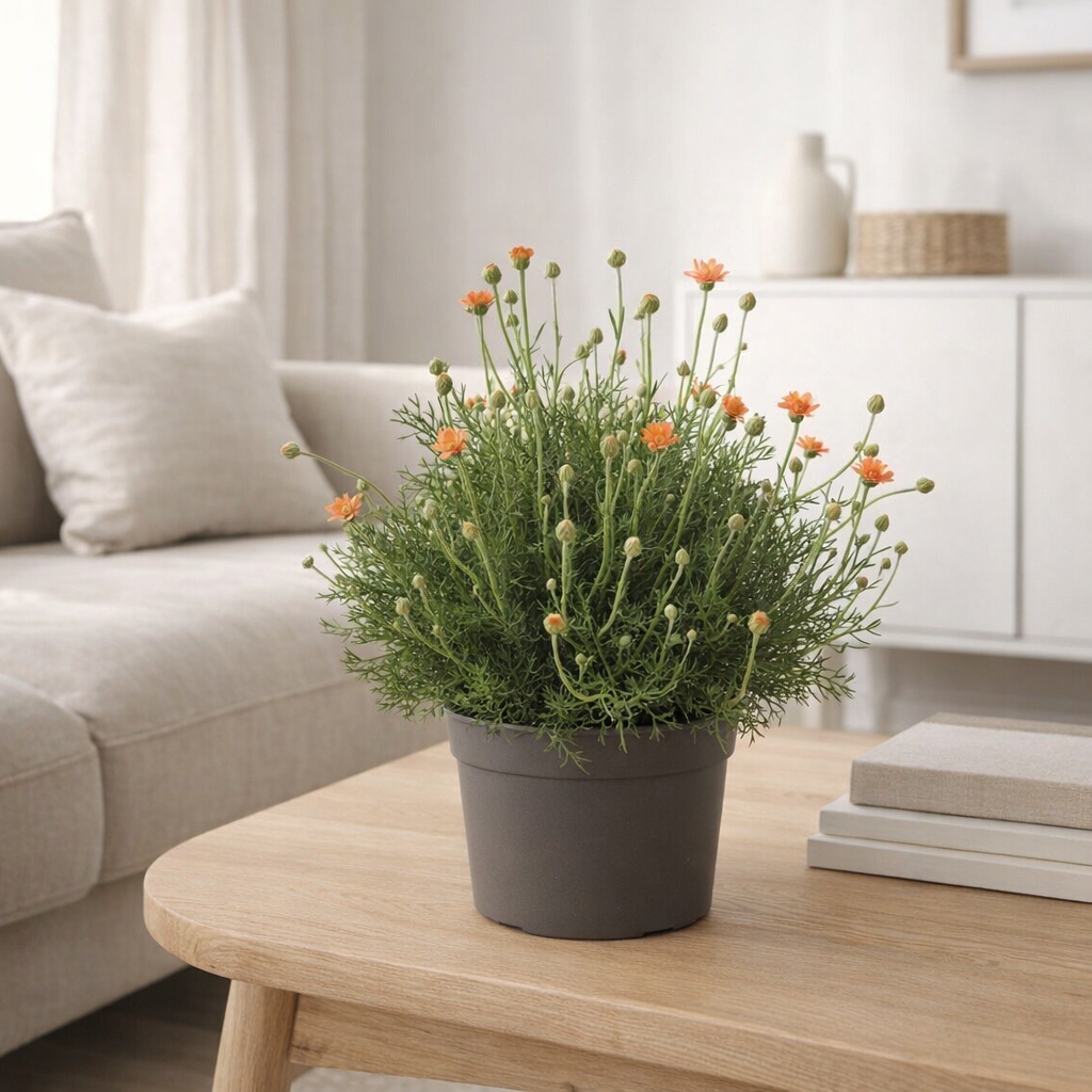 Rhodanthemum orange 17 cm en situation