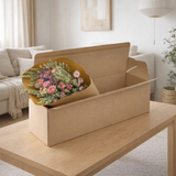 Fleur sèche - Bouquet en boîte à cadeau - Rose - ↕60cm en situation