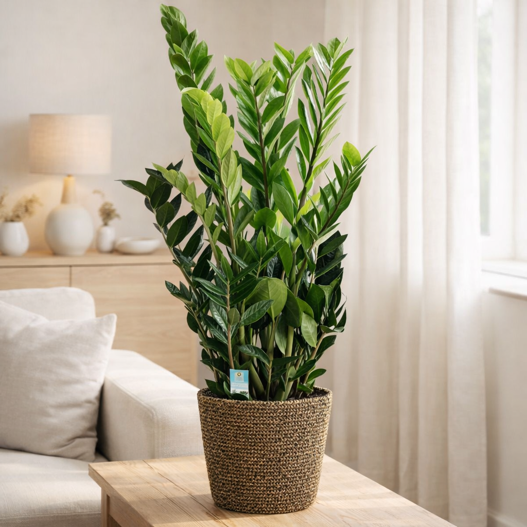 Zamiocules zamiifolia - Ø21cm - ↕95cm + slin pot d22x19cm - noir en situation