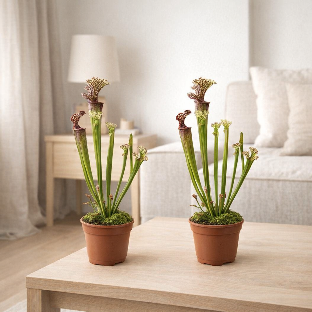 Sarracenia Judith Hindle - 2 stuks - Ø12cm - ↕30cm en situation