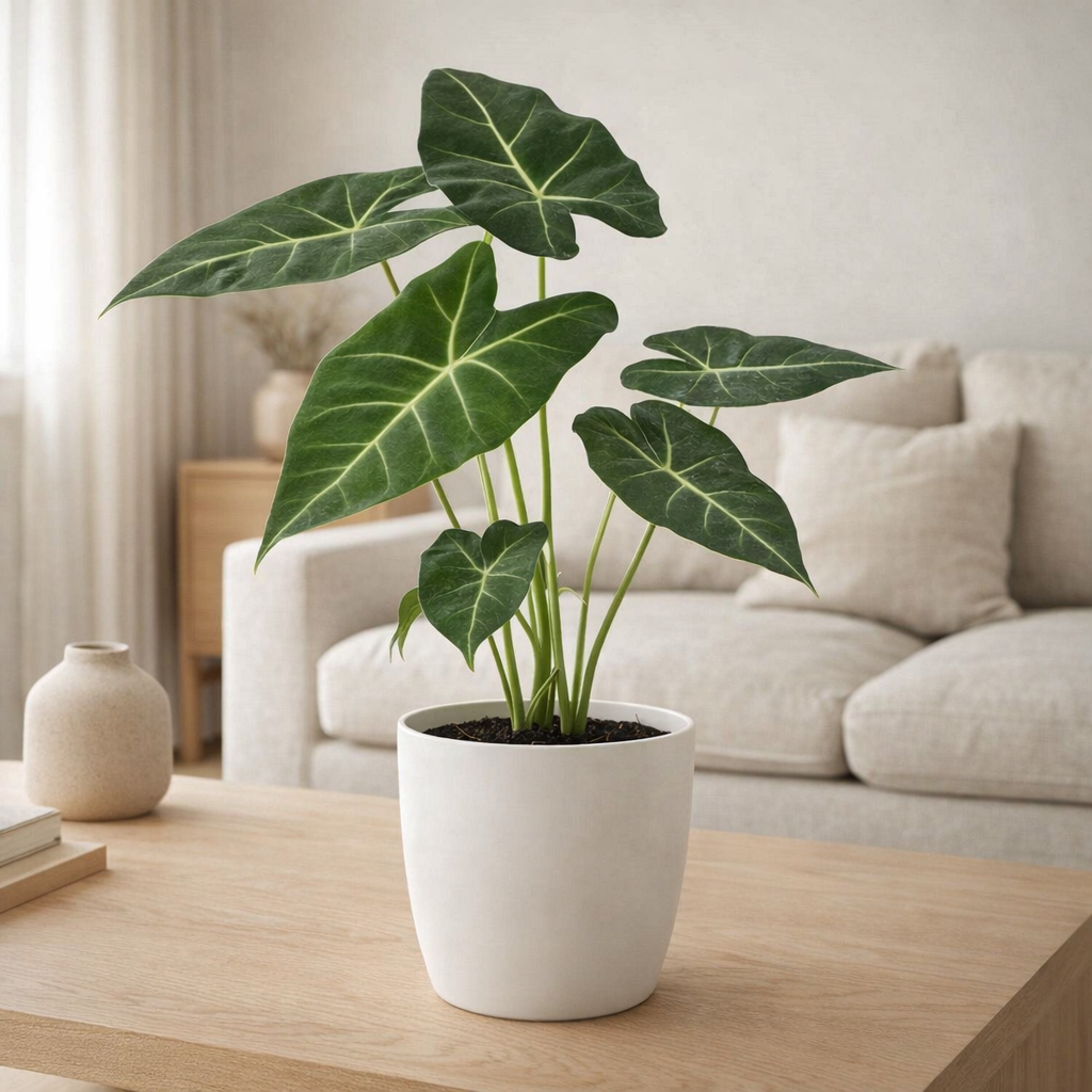 ALOCASIA FRYDEK - ø12cm - ↕35cm + pot Bruxelles D13,5x12,5cm - Esprit en situation