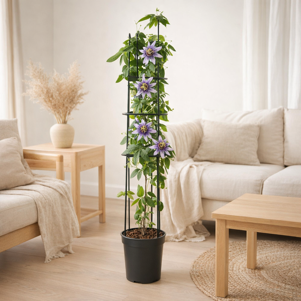 Passiflora 'Damsel's Delight' +3.0 Étiquette - Ø23cm - ↕115cm en situation