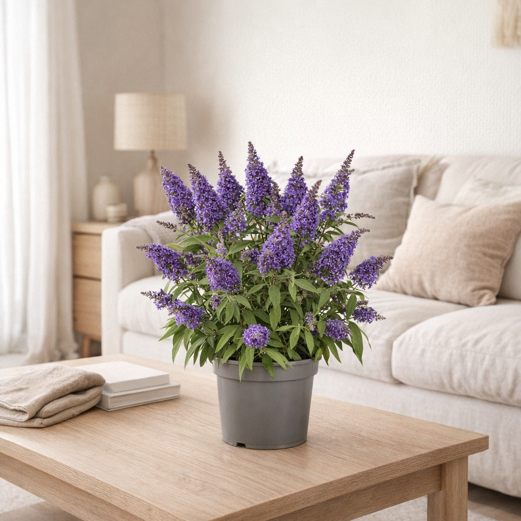 Buddleja Candy violet Ø17 cm hauteur 45 cm en situation