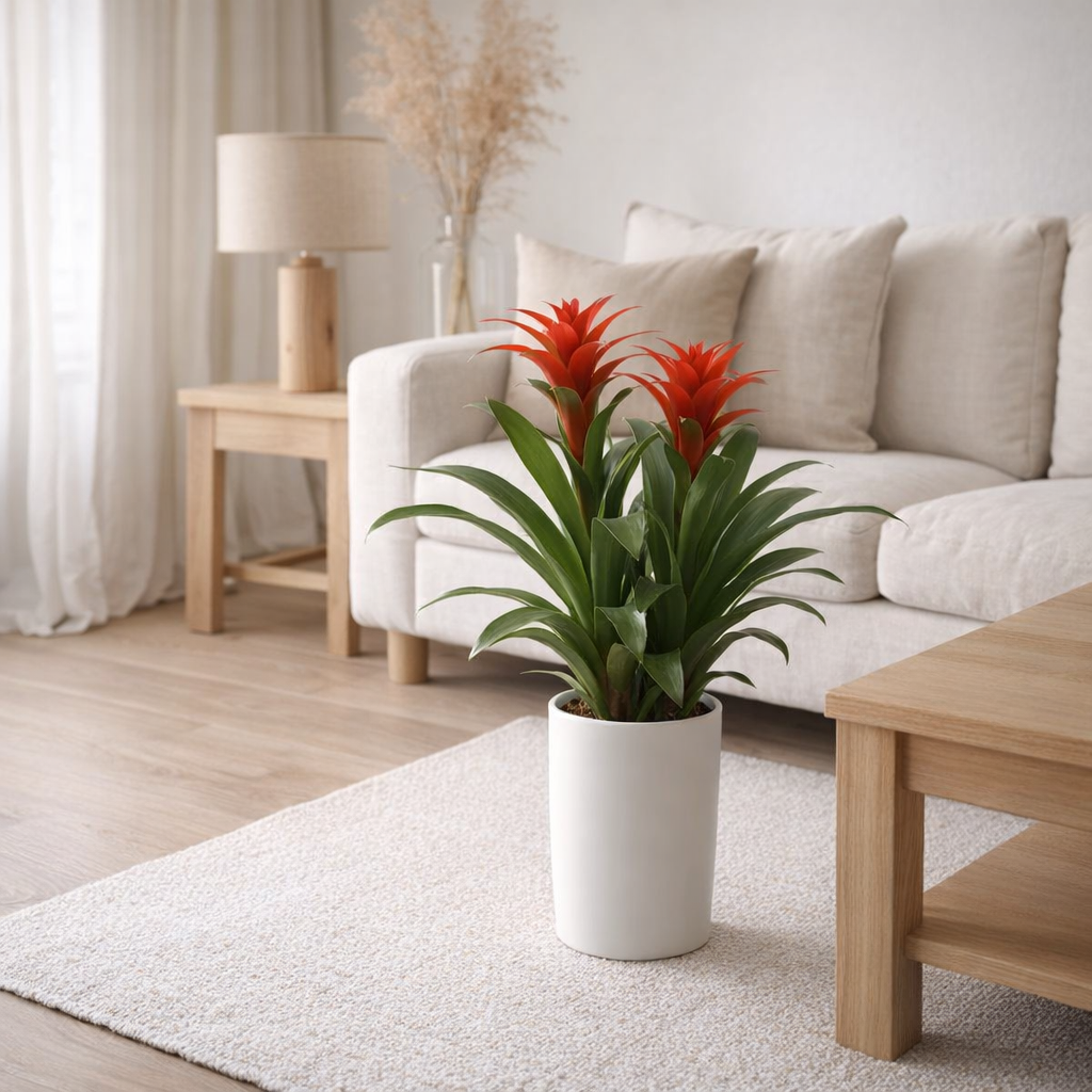 Guzmania Amoretto blanc - Ø13 cm - ↕55 cm en situation