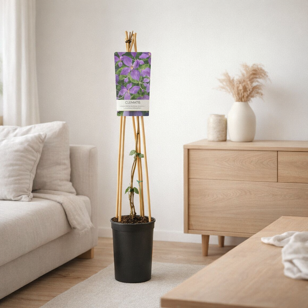 Clematis tant de fleurs de lavande PBR + Étiquette légère - Ø17cm - ↕75cm en situation