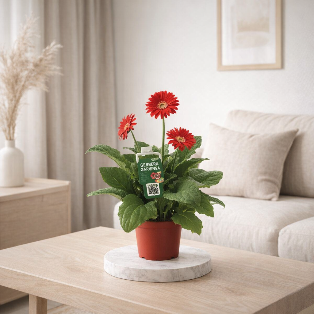 Gerbera rouge Ø19 cm en situation