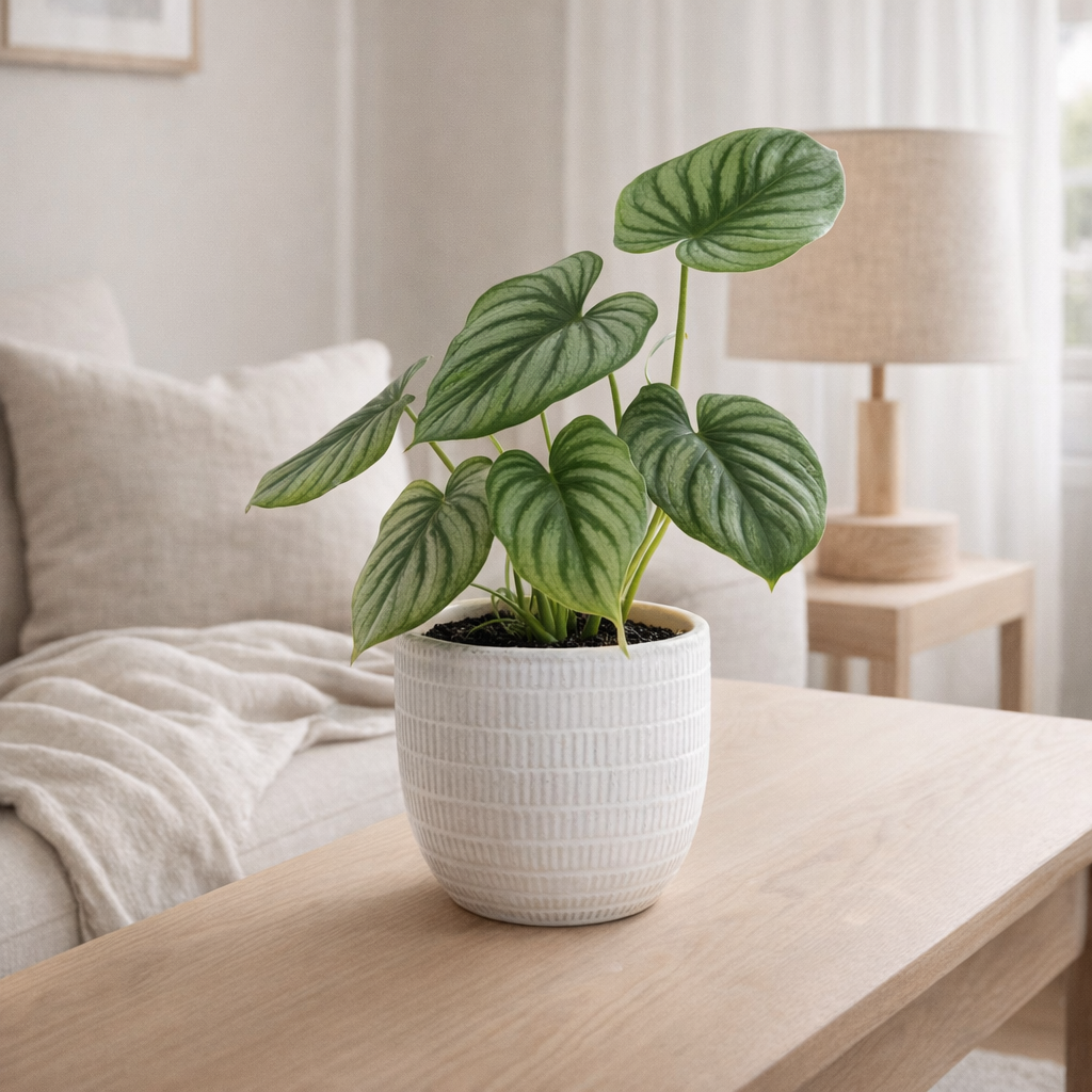 Philodendron Mamei en pot blanc en situation