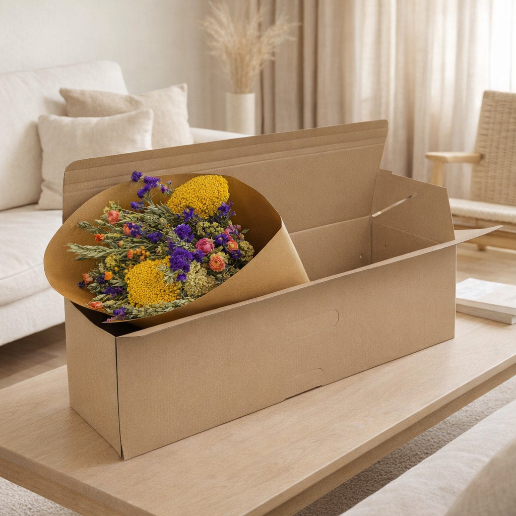 Fleurs séchées - Bouquet en boîte cadeau - Multi - ↕60 cm en situation