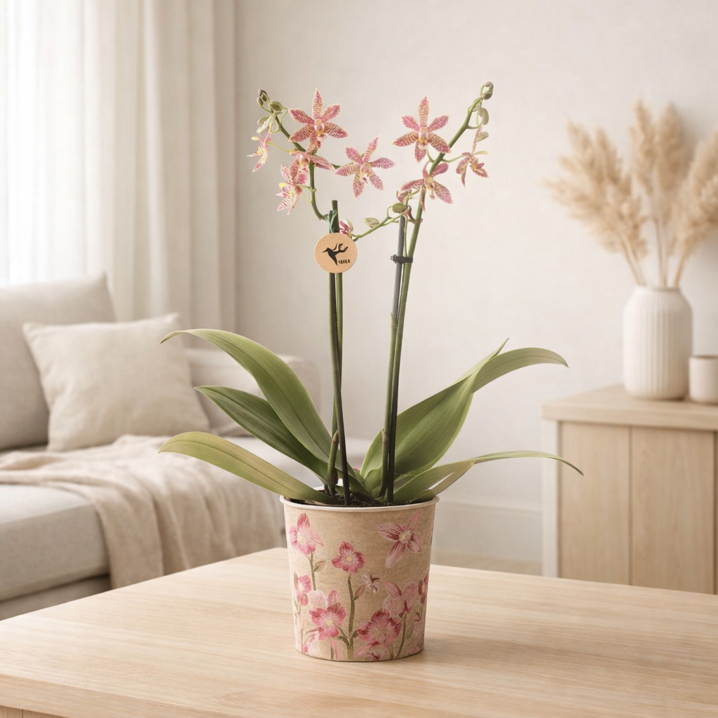Orchidées de Colibl | Orange Phalaenopis Orchid - Spider Potmate Ø9cm | -Driving Room Plante - Fres du producteur en situation
