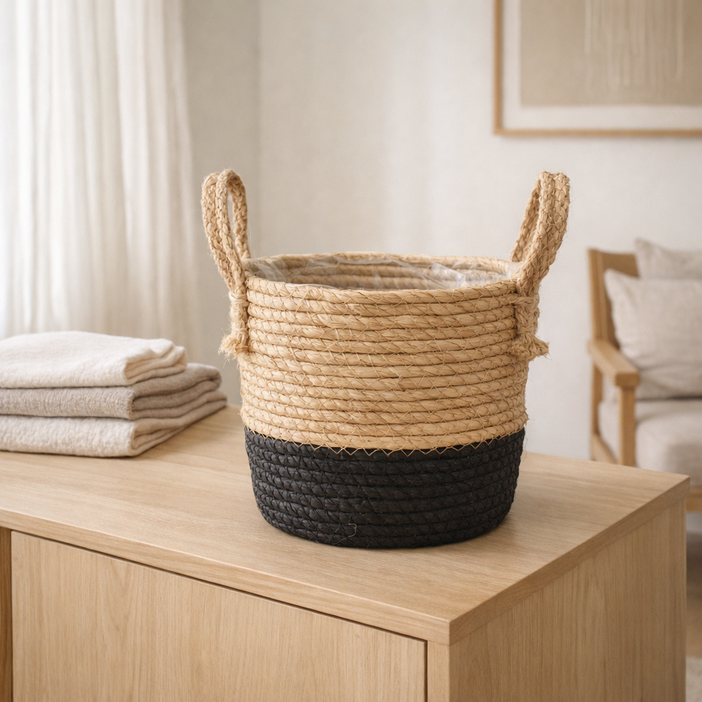 Panier Java en rotin naturel 20 cm en situation