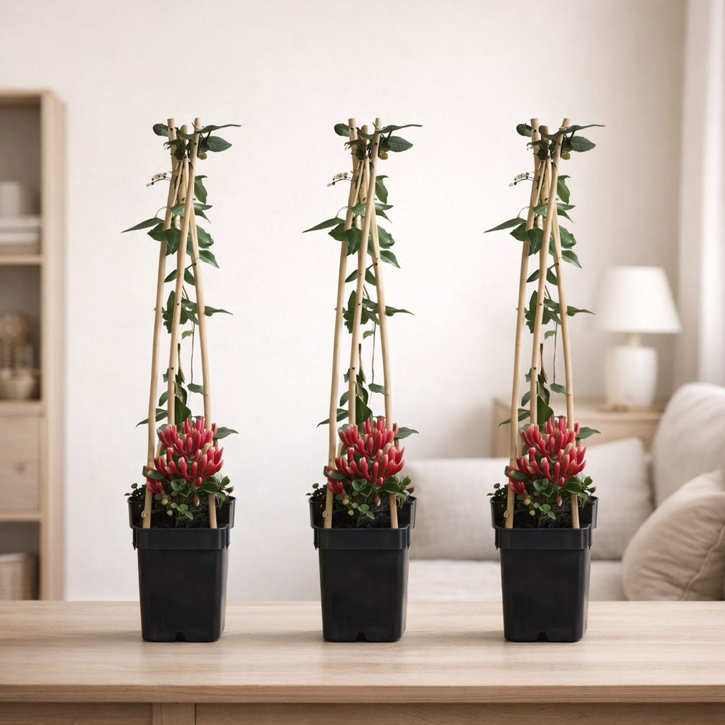 Lot de 3 lonicera japonica rouge 65 cm Ø15 cm en situation