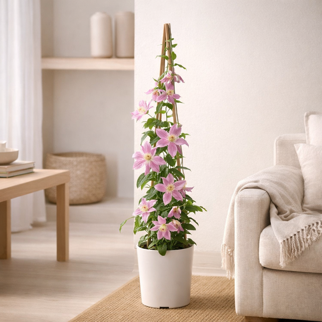 3x - Clematis Hagley Hybrid - ↨65cm - Ø15 en situation