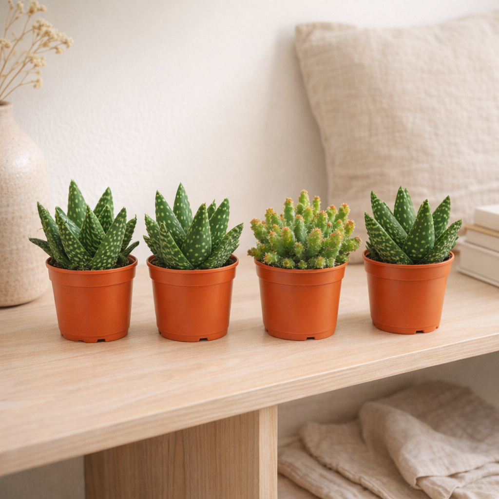 2x Aloe Paradisicum + 2x Hylocereus Undatus - 4 pièces - Ø10,5cm - ↕10cm en situation