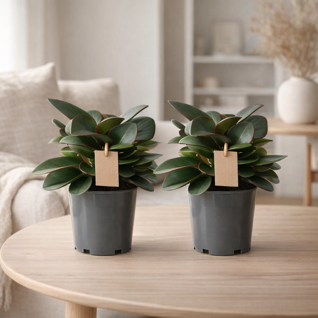 Peperomia Marge rouge se sentir vert - 2 stuks - Ø14cm - ↕30cm en situation