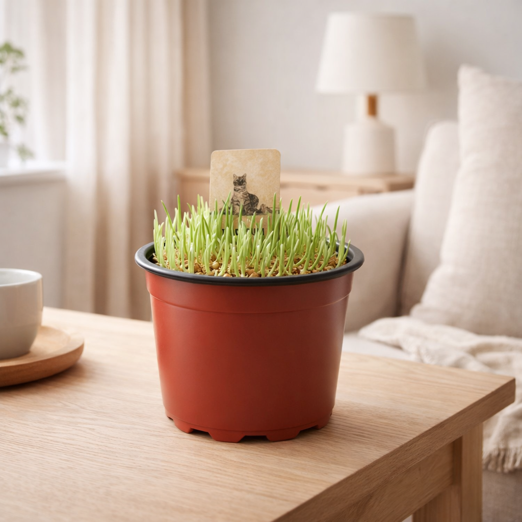 Triticum. Kattegras Petplant - Ø12cm - ↕10cm en situation