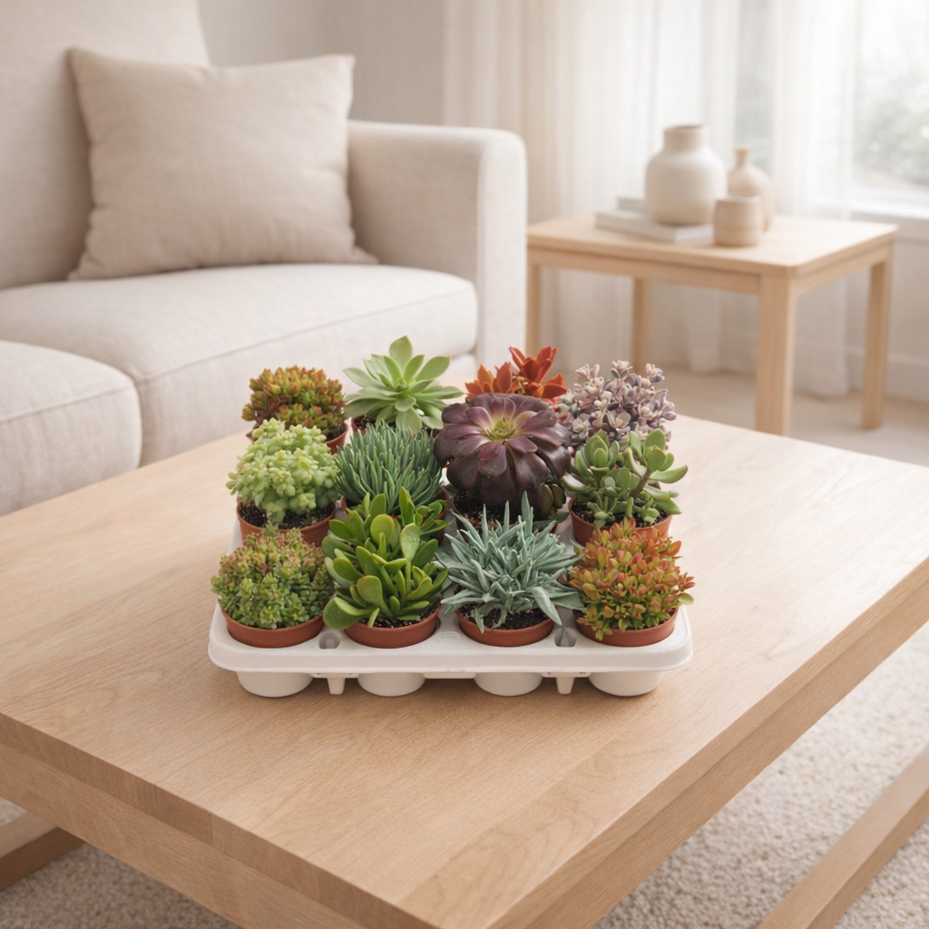 Lock | Succulentes 12 morceaux de taille de pot 8,5 cm en situation