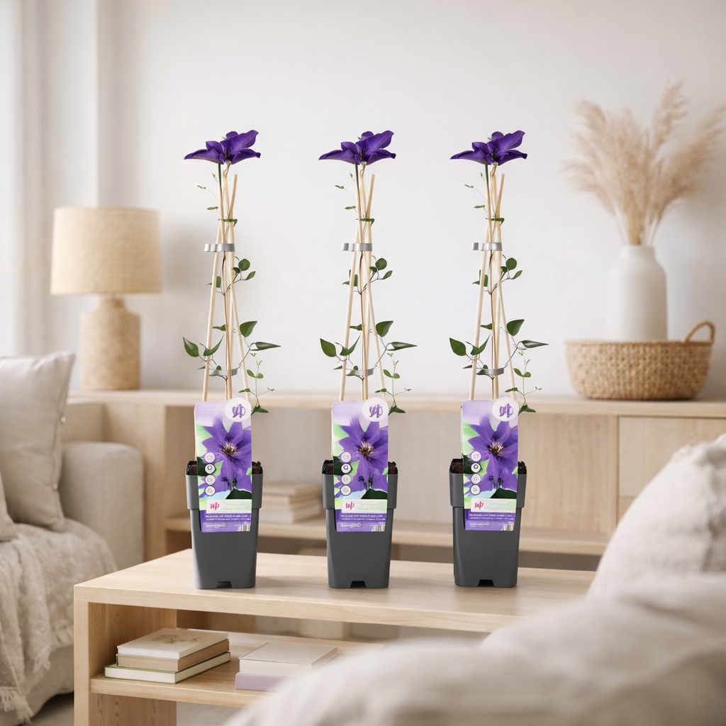 3x - Clematis le président - ↨65cm - Ø15 en situation