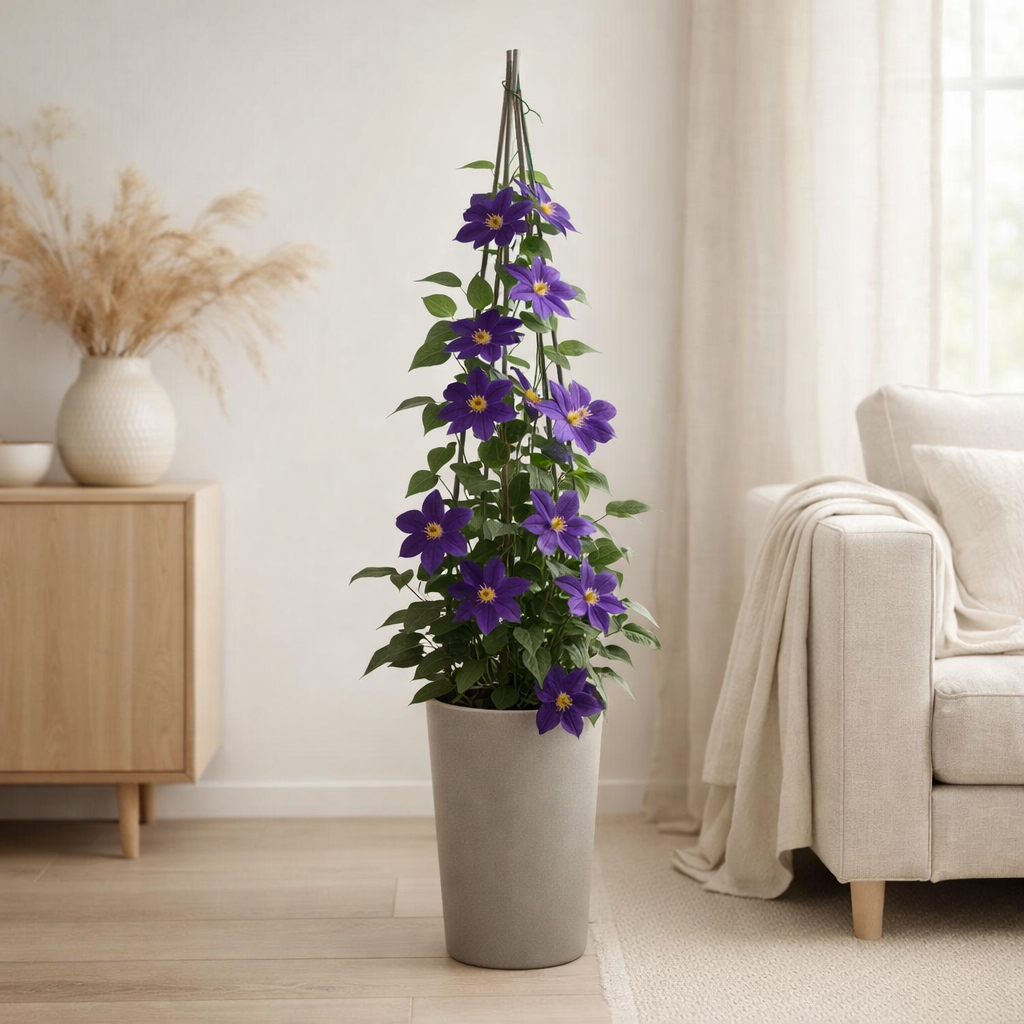 4x - Clematis le président - ↨65cm - Ø15 en situation