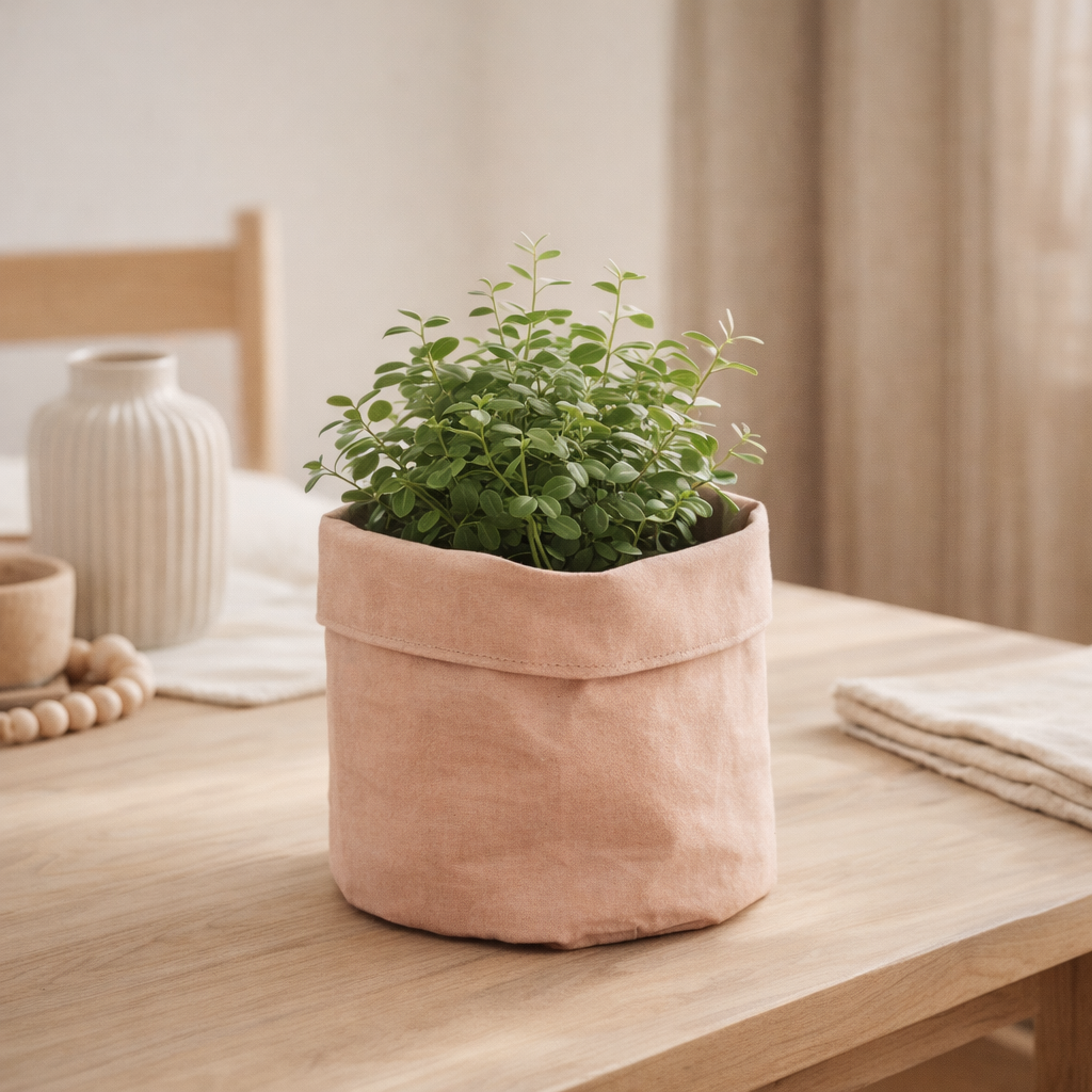 Cache-pot rose ancien Plantbag en situation