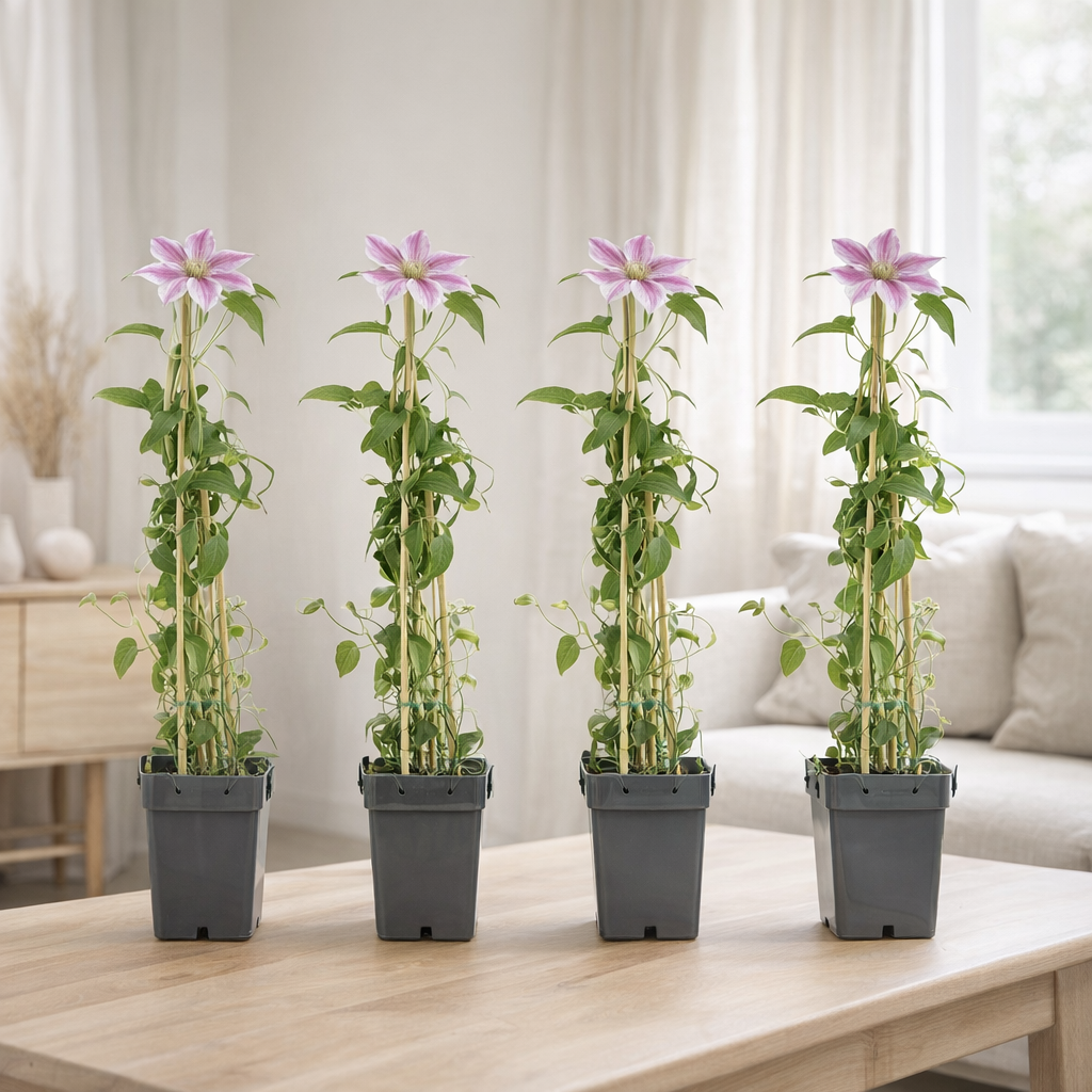 4x - Clematis Tudor - ↨65cm - Ø15 en situation