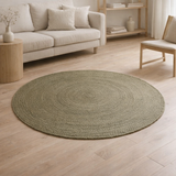 Tapis Séville olive Ø 1,20 m en situation
