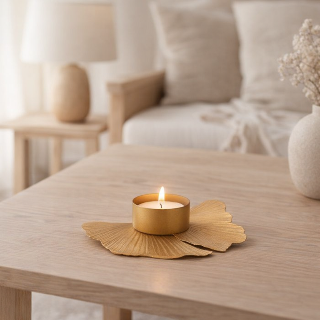 Bougie chauffe-plat Gingko en situation