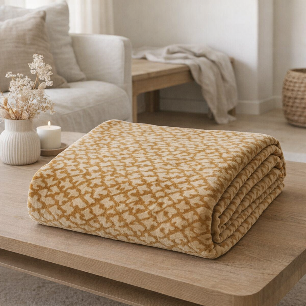 Plaid Velours Elena gingembre 130x170 en situation
