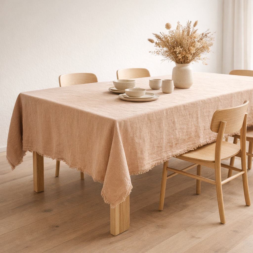 Nappe en lin Michelle nude 150x250 en situation