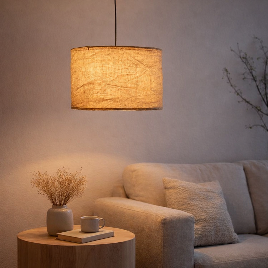 Lampe en Lin Olivia L moutarde en situation