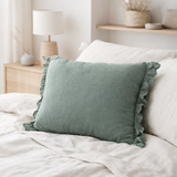 Lin vintage Quirine vieux vert 50x40 en situation