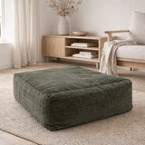 Coussin de sol en velours Violetta forêt foncée 65x65x25 en situation