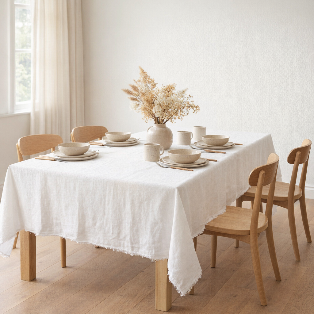Nappe en lin blanc pur Michelle en situation