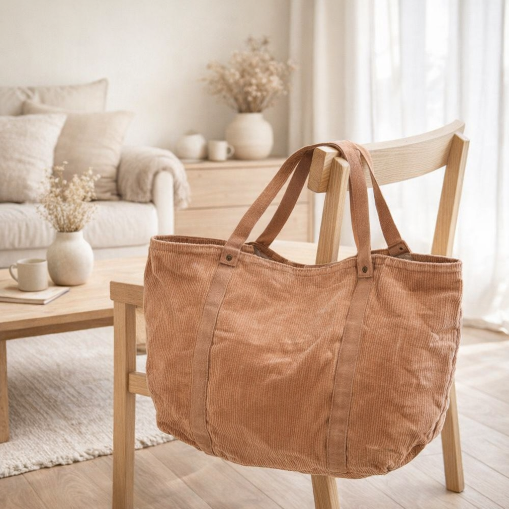 Sac velours côtelé Julia nude en situation