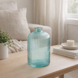 J -Line Vaas Fles Bottle Stripe - Glas - Aqua - Large - Ø 14,5 cm en situation